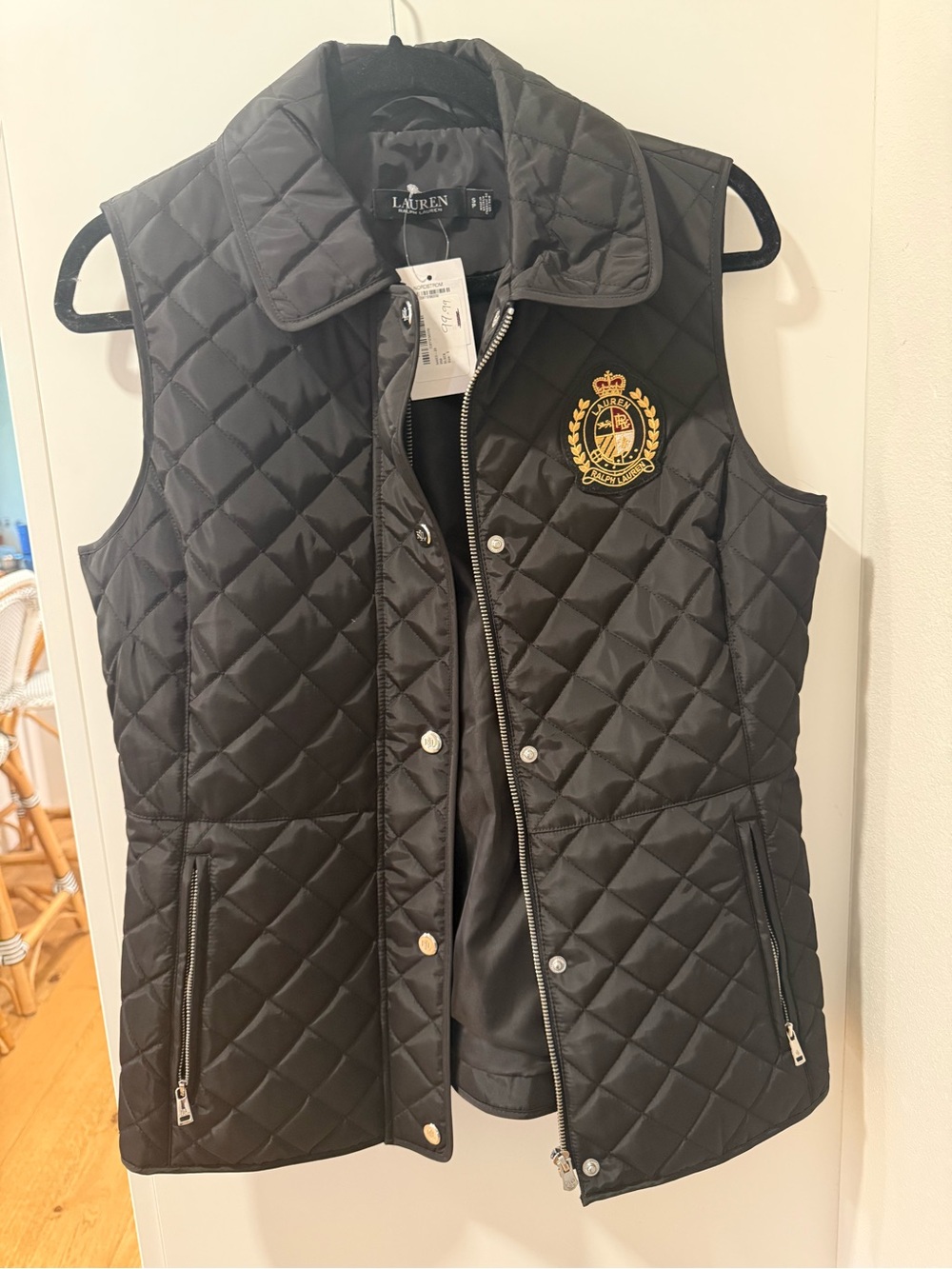 Ralph Lauren Black Quilted Crest Vest